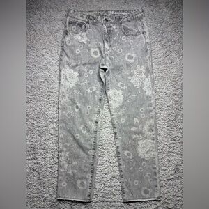 Gap Jeans Girls 16 Girlfriend Floral Print Adjustable Waist Mid Rise Girly BOHO